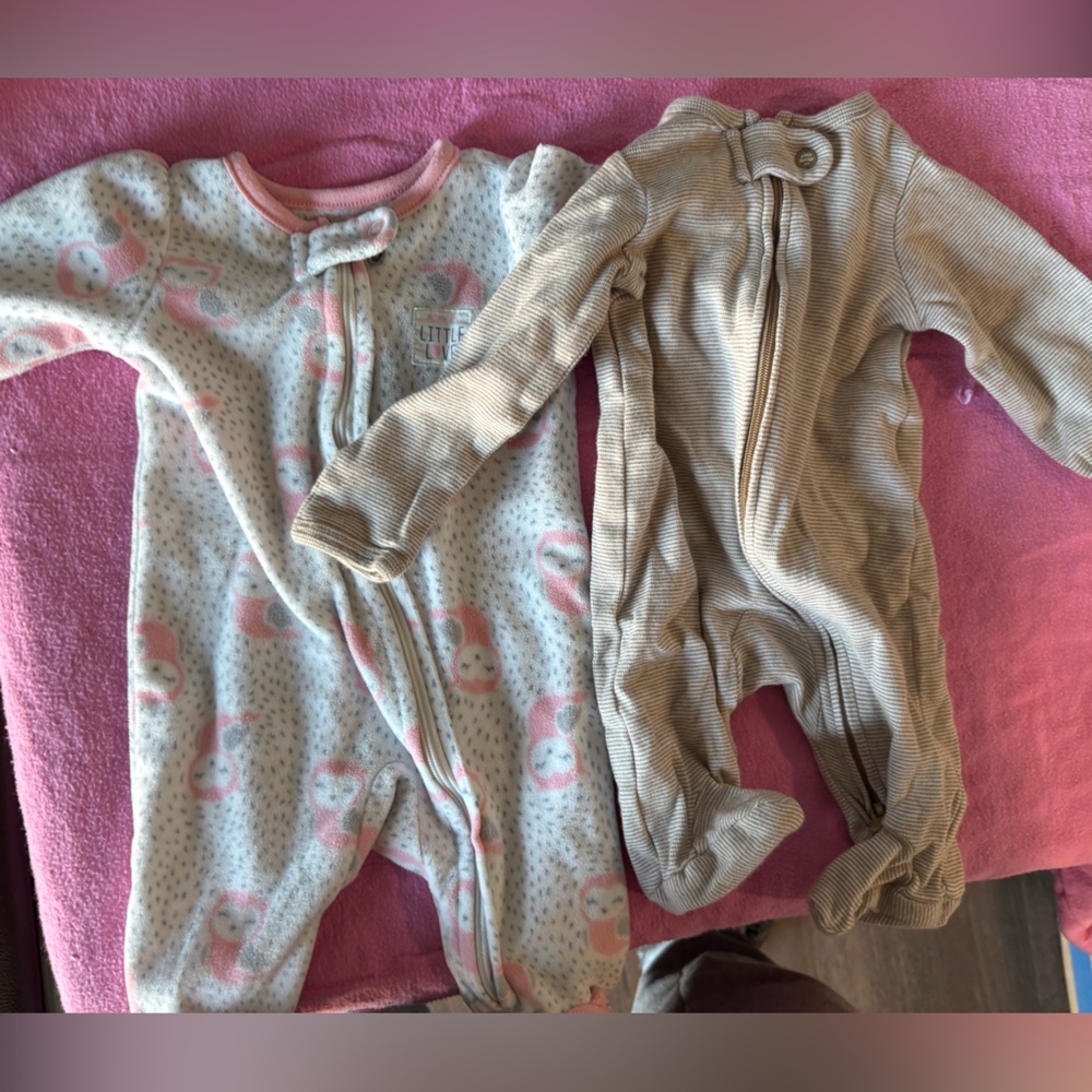 Baby Sleepers in Pink and Tan